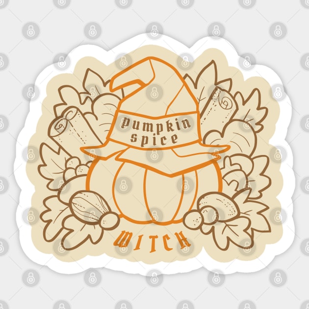 Pumpkin Spice Witch fancy lines Sticker by StudioBliz